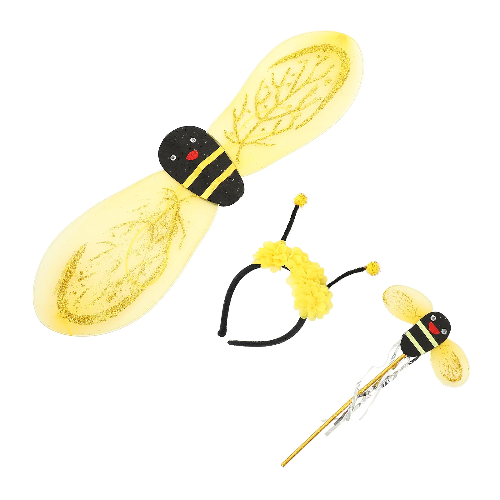 1 set 1 Set Bee Wings Hairband Fairy Wand For Kids Party Costume Halloween Girls Dress Up Ornament Decorative Wing Accessory