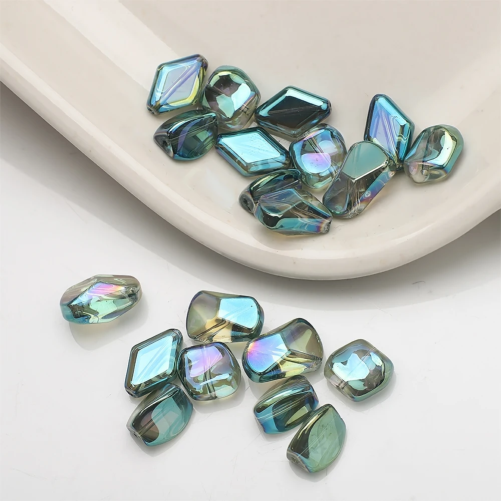 20Pcs Mix Glass Irregular Beads Charm Twist Square Shape Crystal Pendant For DIY Making Craft Metrial Jewelry Necklace Earing