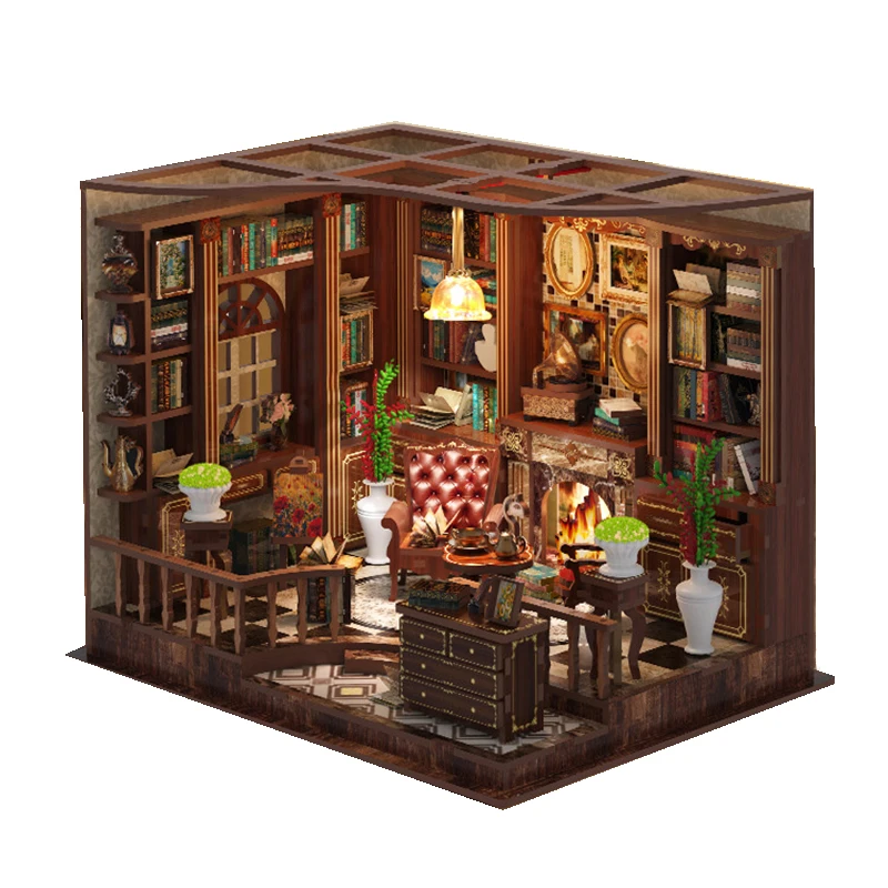 Case per libri per case delle bambole in legno fai-da-te Modello in miniatura con kit di mobili 3D assemblare giocattolo per bambini Regalo di compleanno per adulti Casa