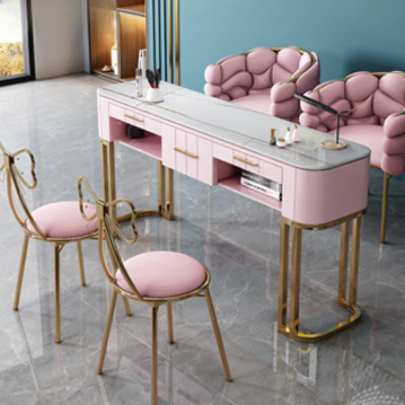 Luxury Pink Manicure Nail Tables Makeup Professional Nordic Modern Nail Tables Living Room Mesa Manicura Salon Furniture MR50NT