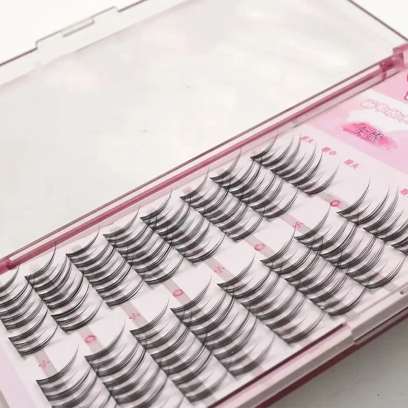 8 Rijen Cat Eye Valse Wimpers Pluizige Natuurlijke Manga Nerts Nepwimpers Handgemaakte Individuele Nepwimpers Make-Up Wimper Extensie