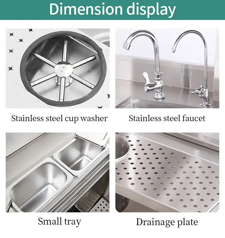Commercial Stainless Steel Cocktail Station Bar with Refrigerated Storage for Bartenders with Sinks