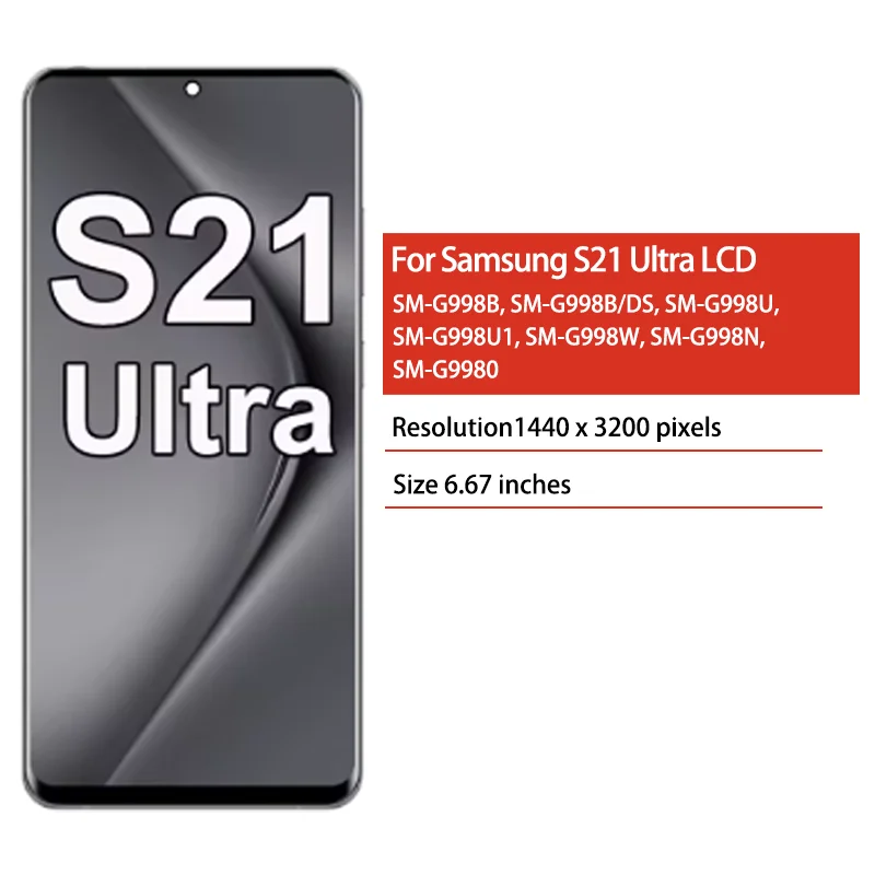 Wyświetlacz TFT LCD 6.67" Testowany do Samsung S21 Ultra 5G G998 G998U G998B, Ekran Dotykowy Digitizer, Zestaw Części Zamiennych — zdjęcie produktu 2