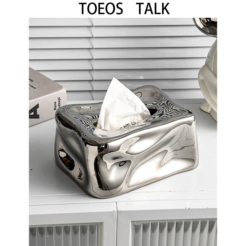 Nordic Style Ceramic Tissue Box Cute Living Room Coffee Table Decorative Item Luxury High Value Creamy Style Tissue Holder view 2