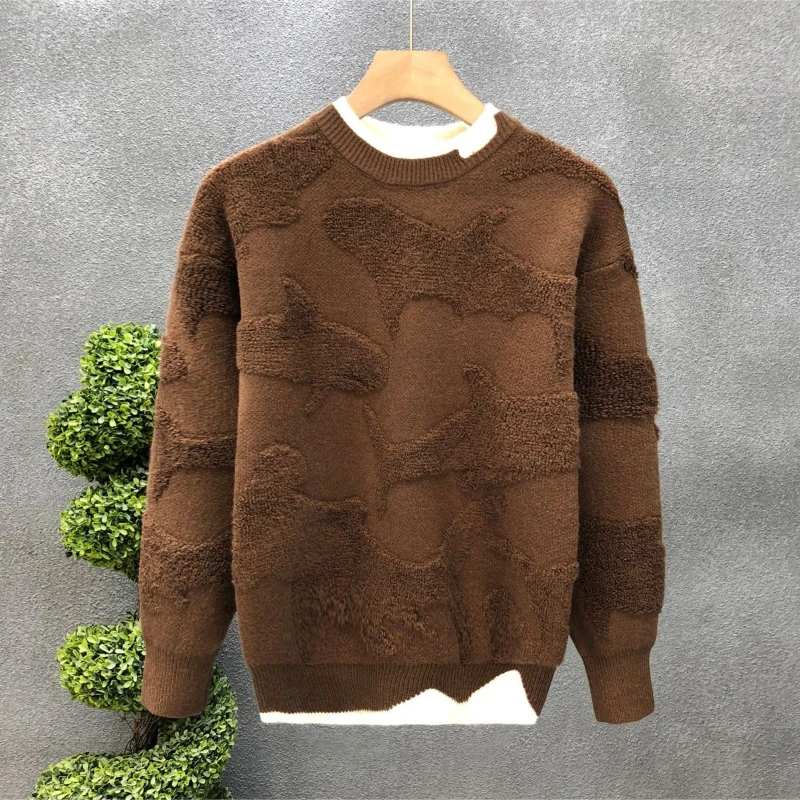 

Autumn Winter New Fashion Round Neck Long Sleeve Solid Color Pullovers Men's Clothing Loose Casual All-match Simplicity Sweaters