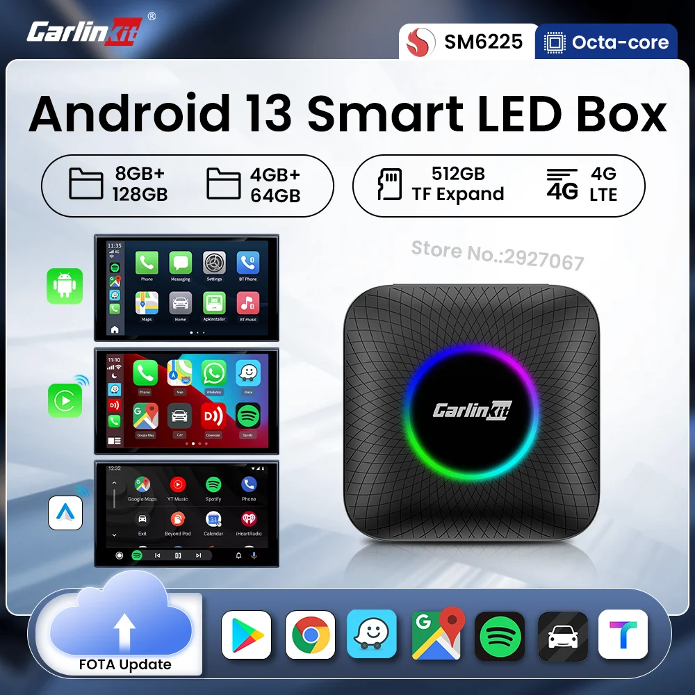 

SM6225 CarlinKit CarPlay Ai Box Android 13 Smart TV Box 128G 64G Wireless CarPlay Android Auto Multimedia Video Expand to 512GB