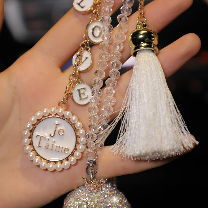 Moda kryształ Cartoon ponury niedźwiedź samochód wiszące ozdoby Rhinestone frędzle kryształ wisiorek lusterko wsteczne dekoracji samochodu — zdjęcie 6