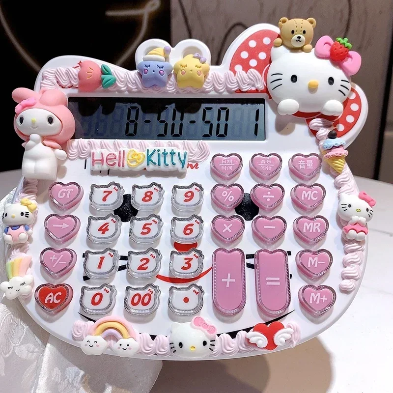 MINISO Hello Kitty Student Voice Calculator My Melody Cute Girl Heart Office Cartoon Electronic Calculator Portable For Kid Gift