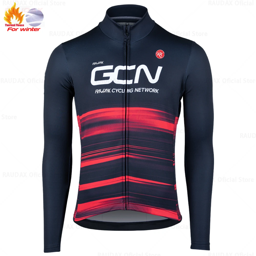 RAUDAX-Men\'s Cycling Suits,Long Sleeves,Warm Fleece Jersey SetTriathlon, Mountain Cycling Clothing, Winter, 2022, GCN Team, 2023