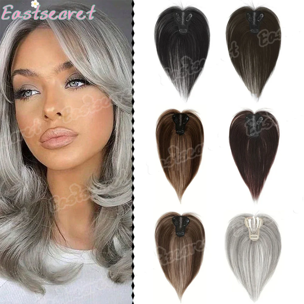 EAST Clip In Natural Synthetic Hair Bangs Fringe Hair Pieces Middle Part Hair Extension Topper For Women Hair Loss