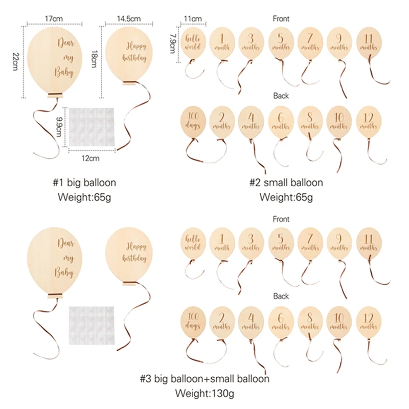 9 قطعة الوليد خشبية بالون Milestone1-12 شهر بطاقة خشبية الطفل معلم الأطفال التصوير الدعائم حفلة عيد ميلاد الديكور