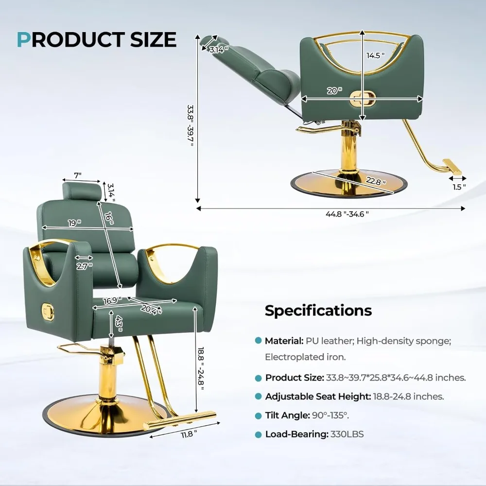 كراسي صالون تصفيف الشعر لمصفف الشعر كرسي حلاقة مستلق لصالون الحلاقة 360 كرسي شعر دوار مع هيدروليكي عالي التحمل