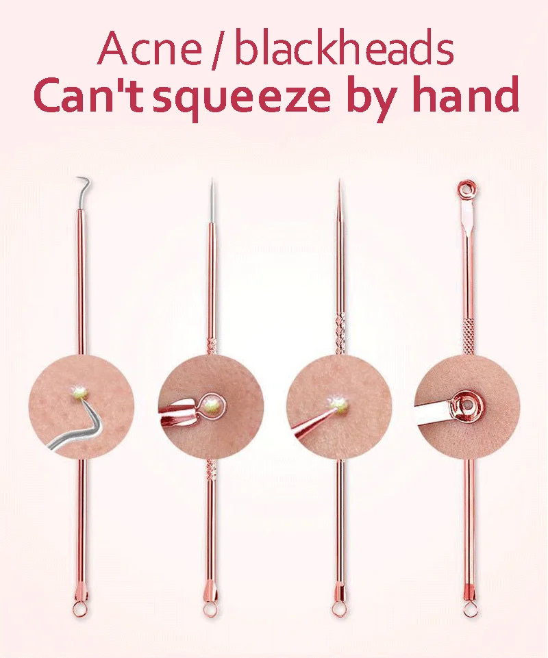 Acne removedor de cravo agulha conjunto mancha preta mancha espinha com agulha gancho poros limpeza cuidados com a pele beleza para tratamento acne