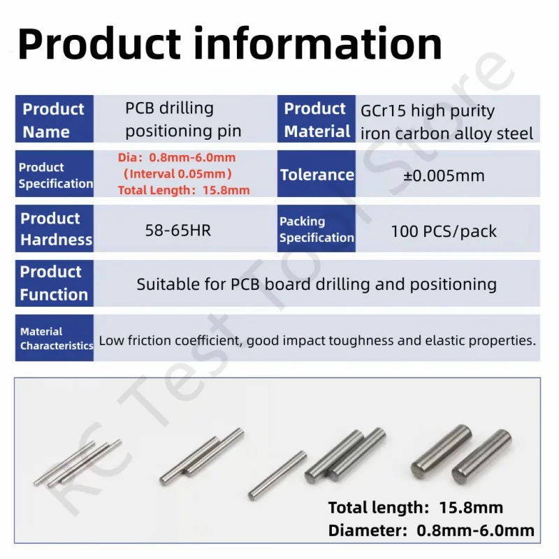 PCB Fixture Positioning Pin Length 15.8mm 4.0-4.95mm StainlessSteel Hardware Tool Cylindrical Dowel Pin Metal Processing Parts