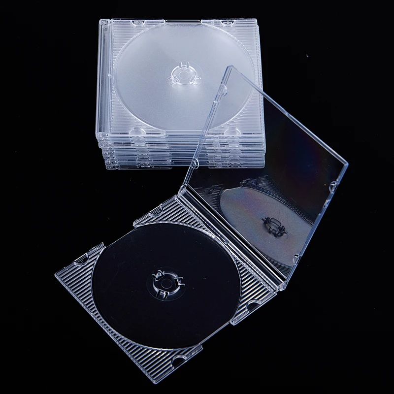 Cajas de almacenamiento de un solo disco estándar para el hogar, caja de CD de plástico transparente vacía, caja de CD de disco, 5/10 piezas