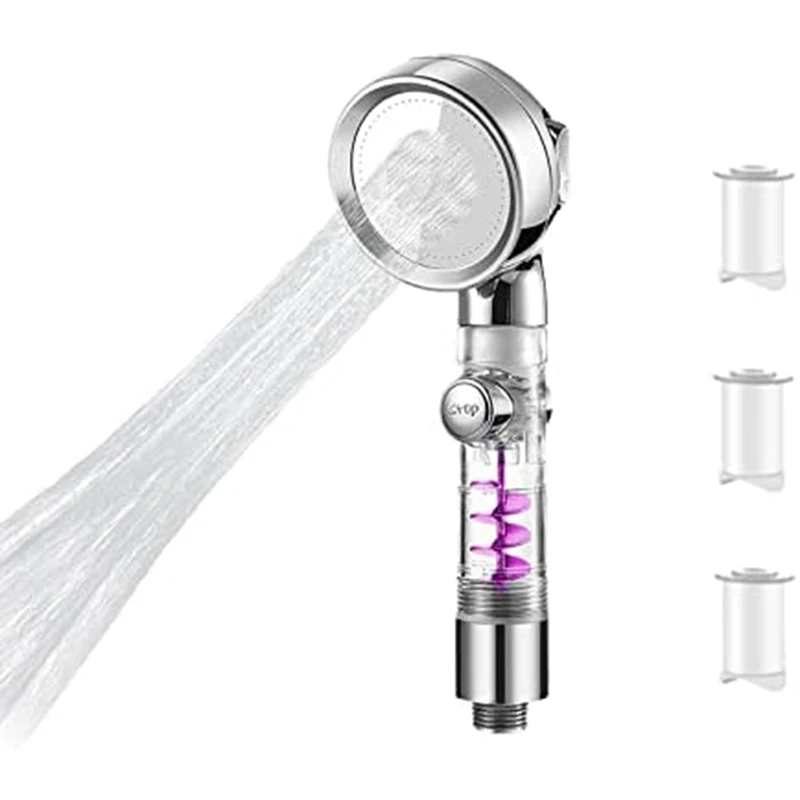 Shower Head,Turbocharged Shower Head,3 Jet Types&On/Off Switch,Water-Saving Rain Shower,High-Pressure Hand Shower