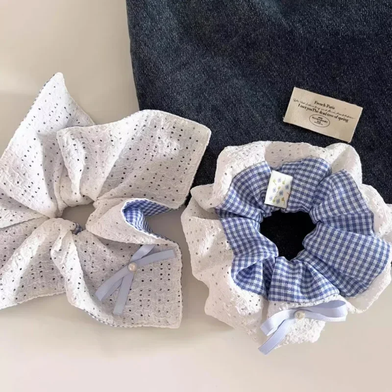 

Кружевная повязка для волос с бантом, двусторонняя дышащая, новинка 2025 года, квадратный платок-повязка для волос, женская универсальная объемная повязка для волос