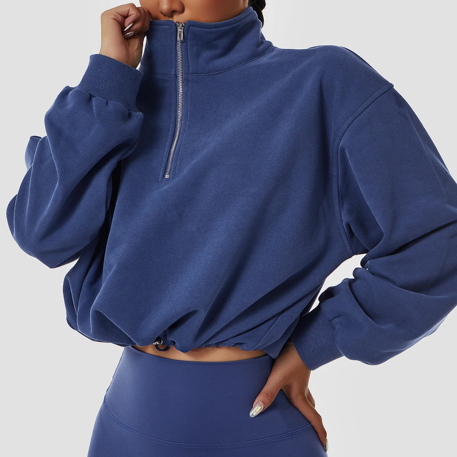 cotton Winter Outdoor High Collar Yoga Jacket Top Coat Running Women\'s Sports Jacket Half Zipper Women Sports Long Sleeves