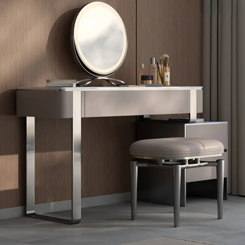 Italian style dressing table, light luxury, high-end bedroom, modern rock board dressing table