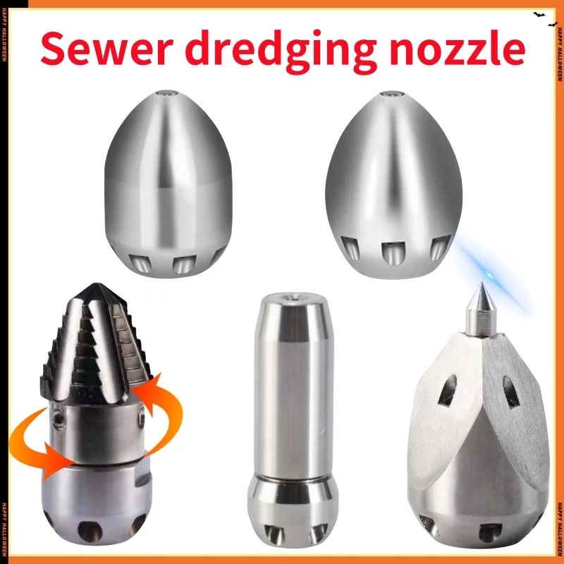 G1/2 Sewer Cleaning Nozzle High-Pressure Cleaning Machine Pipeline Dredging Tool 40L/70L Flow Stainless Steel Nozzle