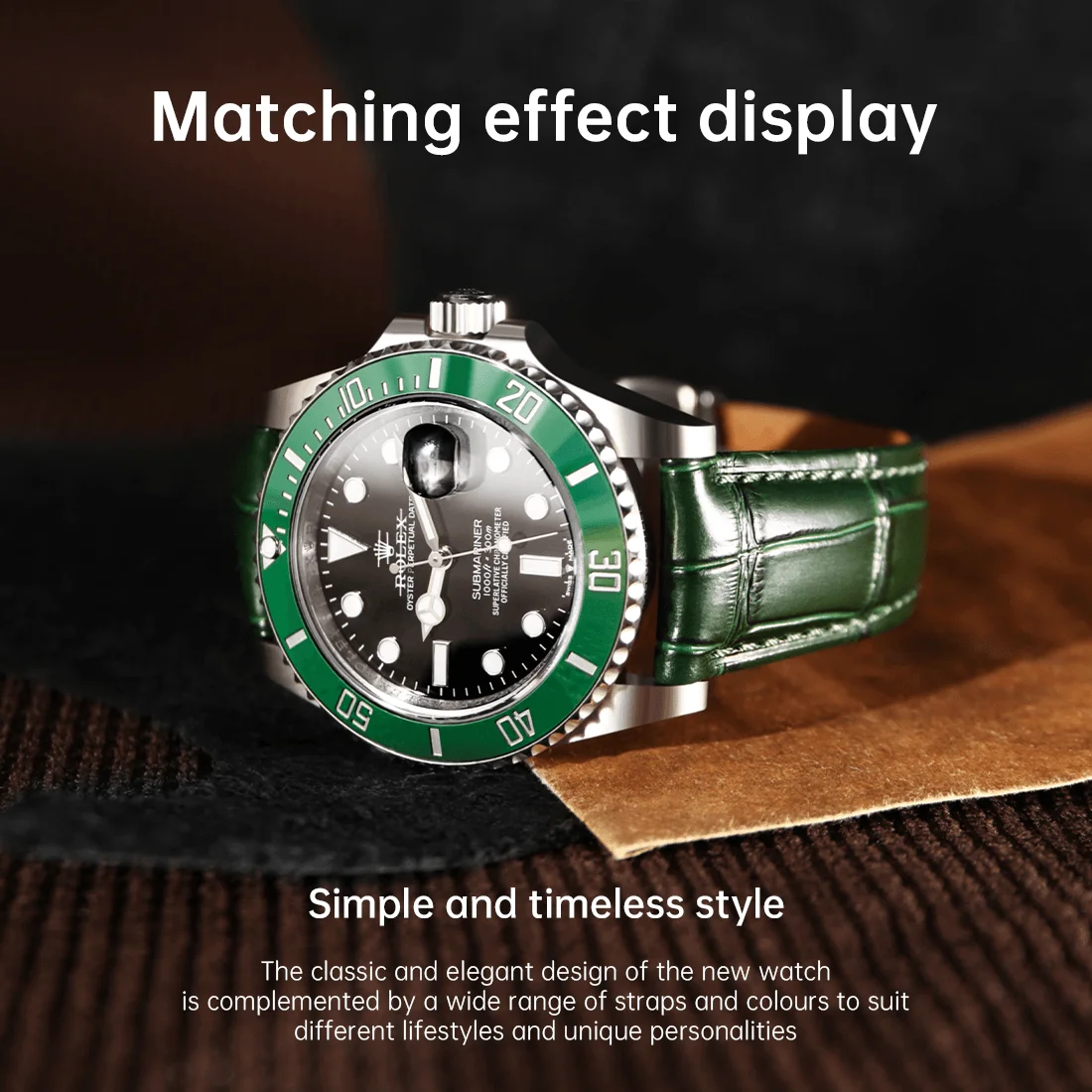 MAIKES Luxury Leather Watch Strap Quick Release Accessories For Rolex Omega IWC Watchbands Green 19mm 20mm 21mm 22mm Watch Band