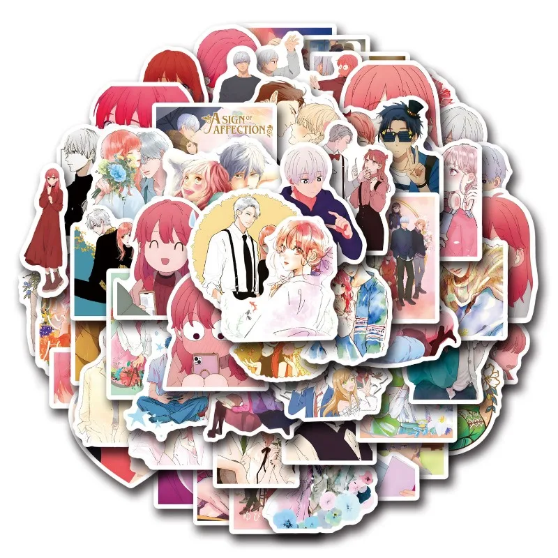 55 peças personalidade dos desenhos animados um sinal de afecção adesivos decorativos de graffiti criativos