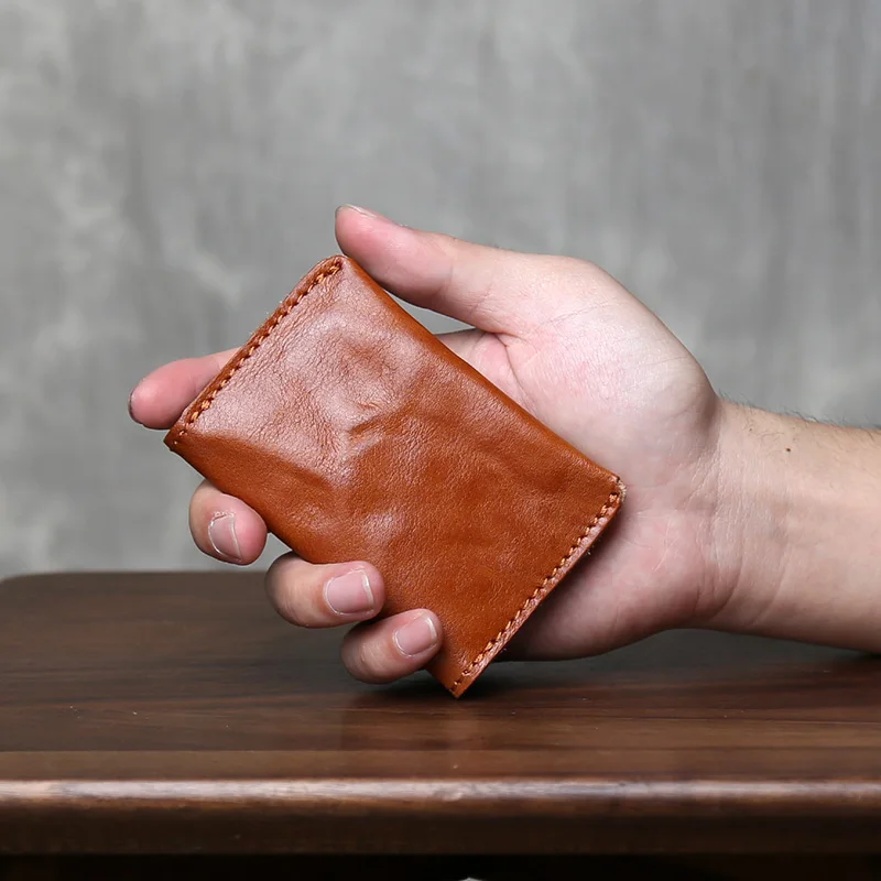 

Handmade Retro Men's Real Pickup Bag Driver's License Card Change Toe Cover Vegetable Tanned Tree Bark Unise