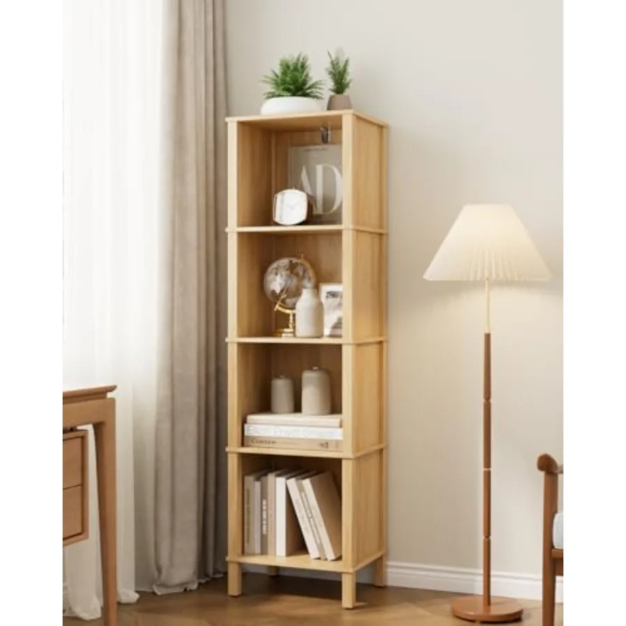 

Современный книжный шкаф-стеллаж с открытыми полками, 11 × 14.2 × 50.4 дюйма, узкий, для гостиной и домашнего офиса