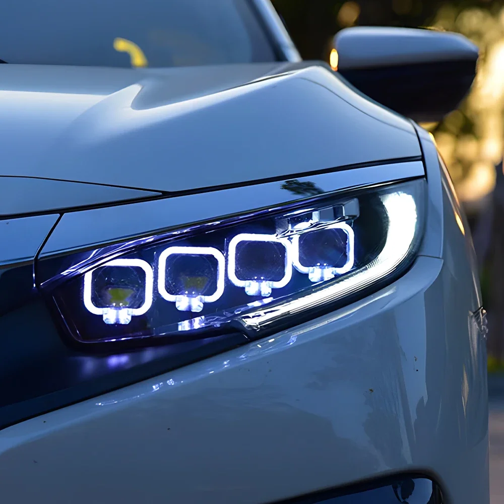 

Car Lights for Civic X 10Th 2016-2021 Led Auto Headlights Assembly Upgrade Bugatti Design Dynamic Signal Front Lamp Accessories