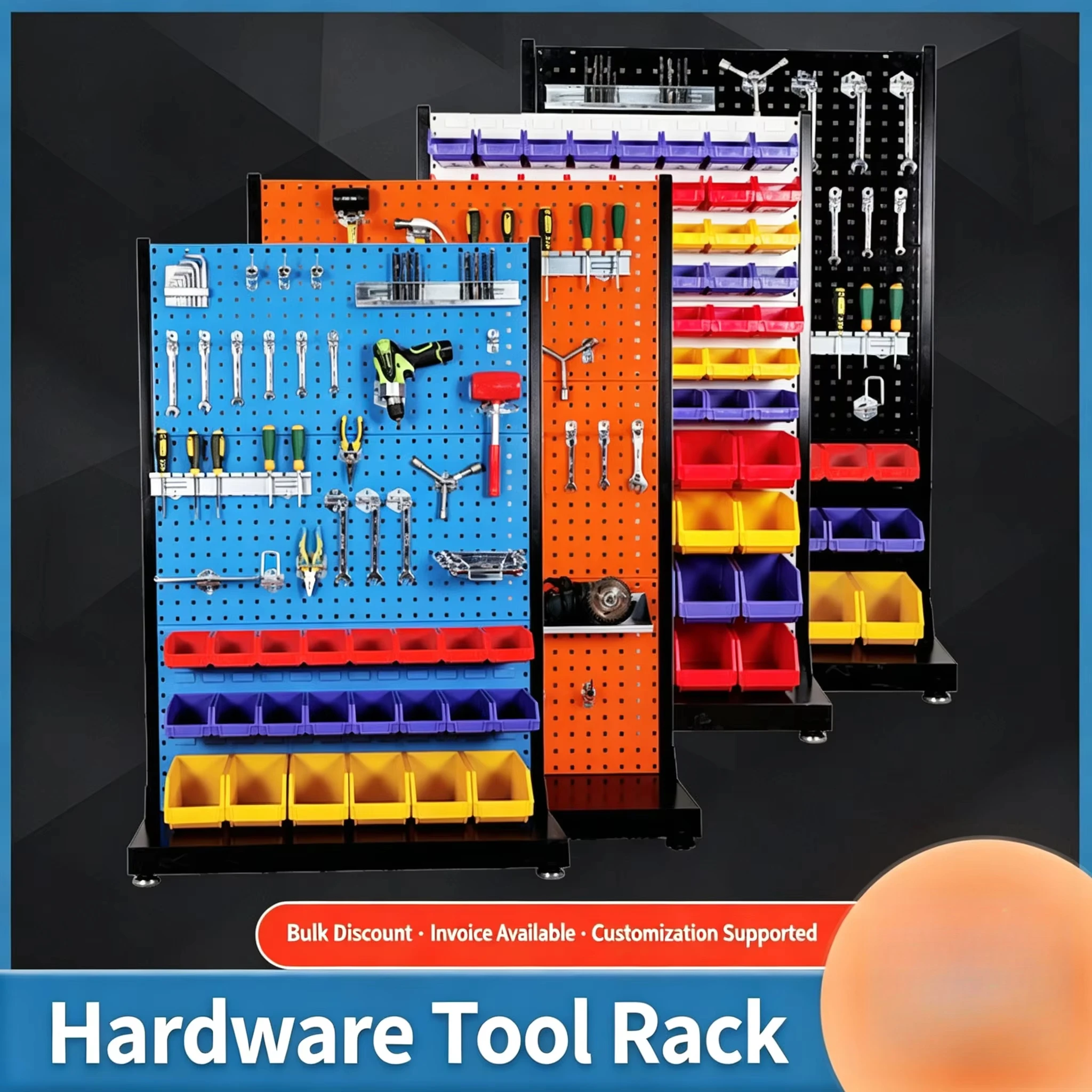 Industrial Hardware Tool Organizer Storage Rack OEM/ OBM Customizable Metal Square Hole Pegboard with 150kg Load Capacity