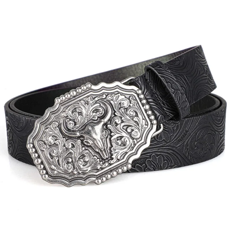 Western Cowboy-Stil Vintage Casual Gürtel - Geschnitzte Ochsenkopf-Schnalle & Bohemian-Print, Perfekt für Tägliche Pendler- und Dating-Outfits – Detail 11