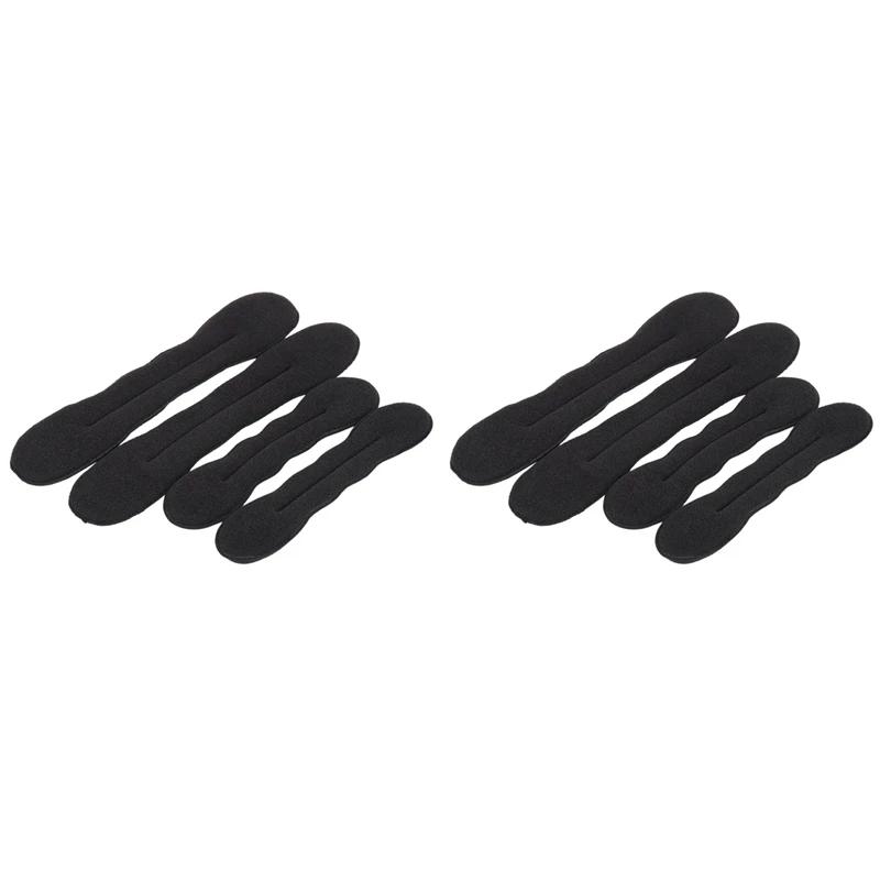 Magic Bun Maker (4 Small, 4 Large) Foam Sponge Bun Shaper Hair Accessories (Black)