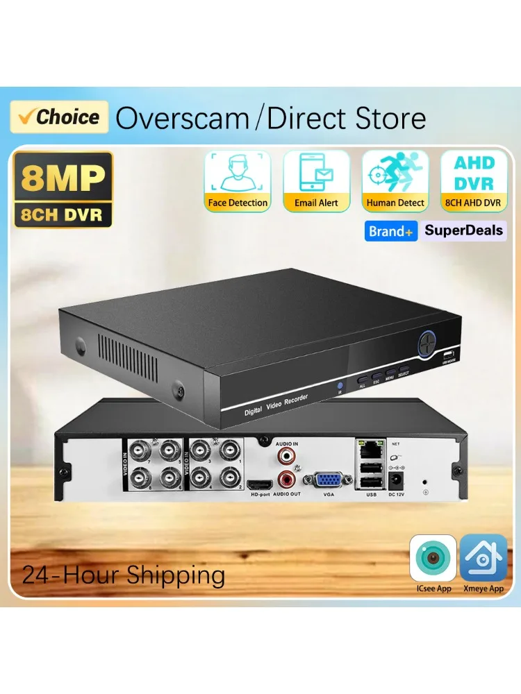 8-kanaals 8MP DVR CCTV AHD DVR HD AHD-N hybride 4K DVR 6-in-1 video recorder voor AHD TVI CVI CVBS analoge camera IP camera 8CH XMEYE - afbeelding 2