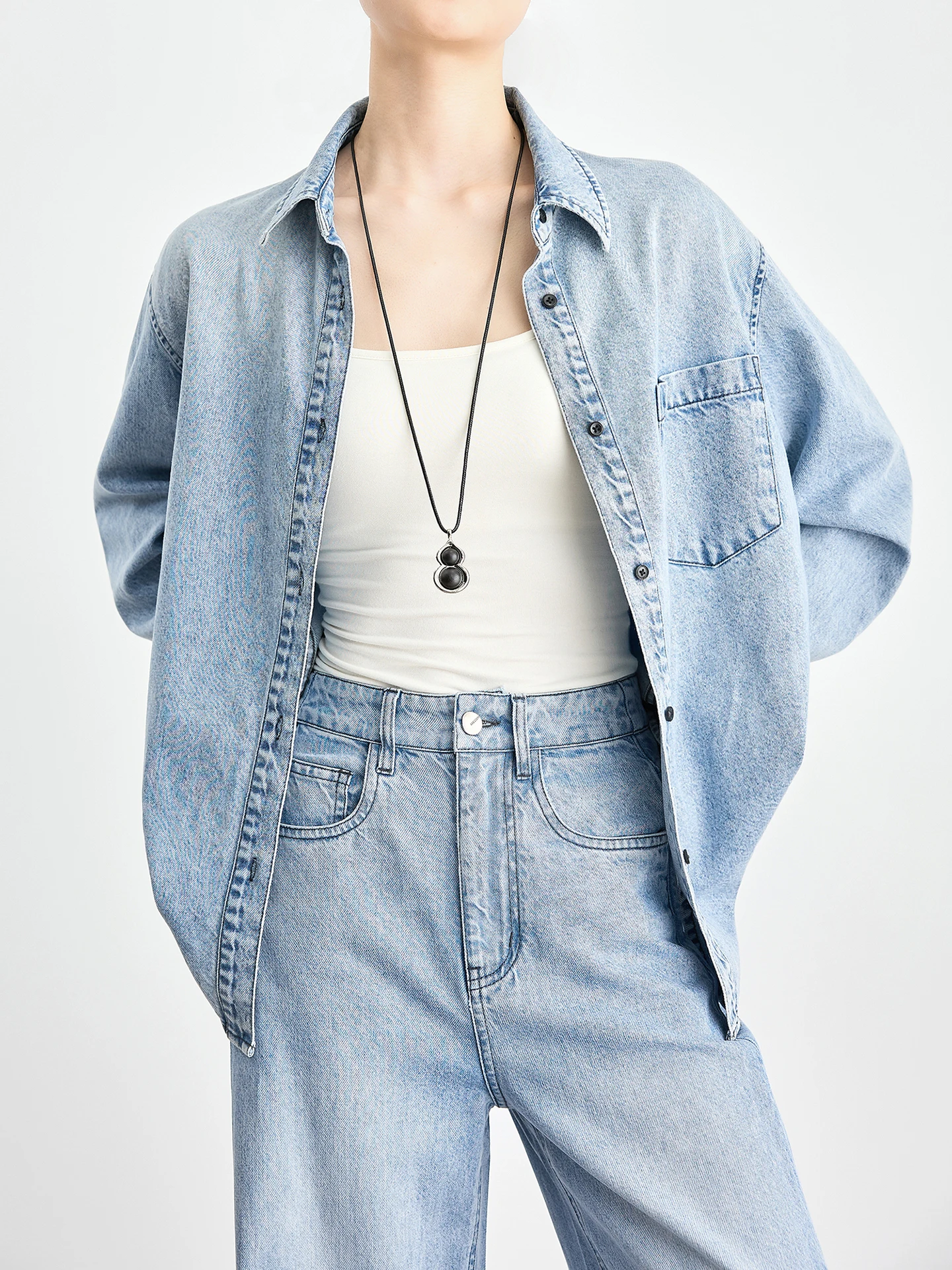 

Рубашка TUMPUS из светло-голубого шелкового льняного денима, женская, с длинным рукавом, весенняя верхняя одежда, повседневный стиль, для поездок на работу, немнущаяся, стандартный крой