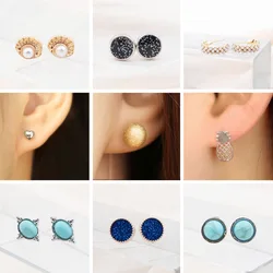 New Trendy Cheap Stud Earrings Imitation Pearl C-shaped Bohemian Retro Blue Beads Women's Small Earrings Cool Stuff 2024 new