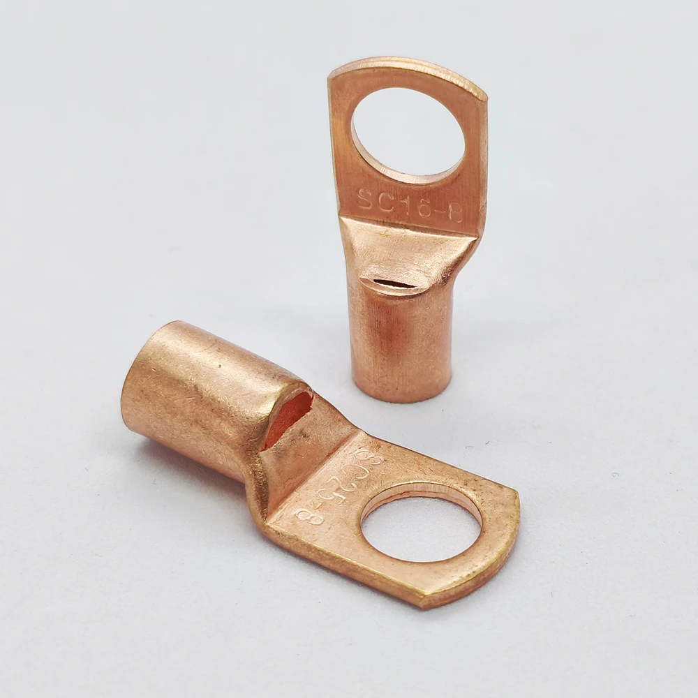 10 Stück Kupfer-Ringkabelschuhe, blanke Kabelverbinder, elektrische Crimpklemmen SC4-4 4-6 6-6 6-8 10-6 10-8 16-6 16-8 16-10 25-8 25-10 – Detail 5