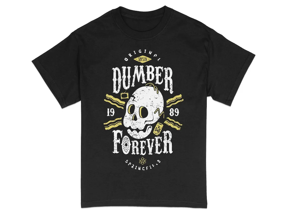 Vintage Inspired Skull T-Shirt Original 1989 Dumber Forever Graphic Tee Unisex Springfield Shirt