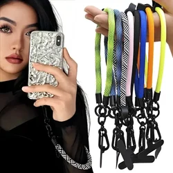 Universal Braided Mobile Phone Lanyard Strap Hanging Chain Ring Cord with Patch Wrist Strap Cell Phone Detachable Rope Keychain