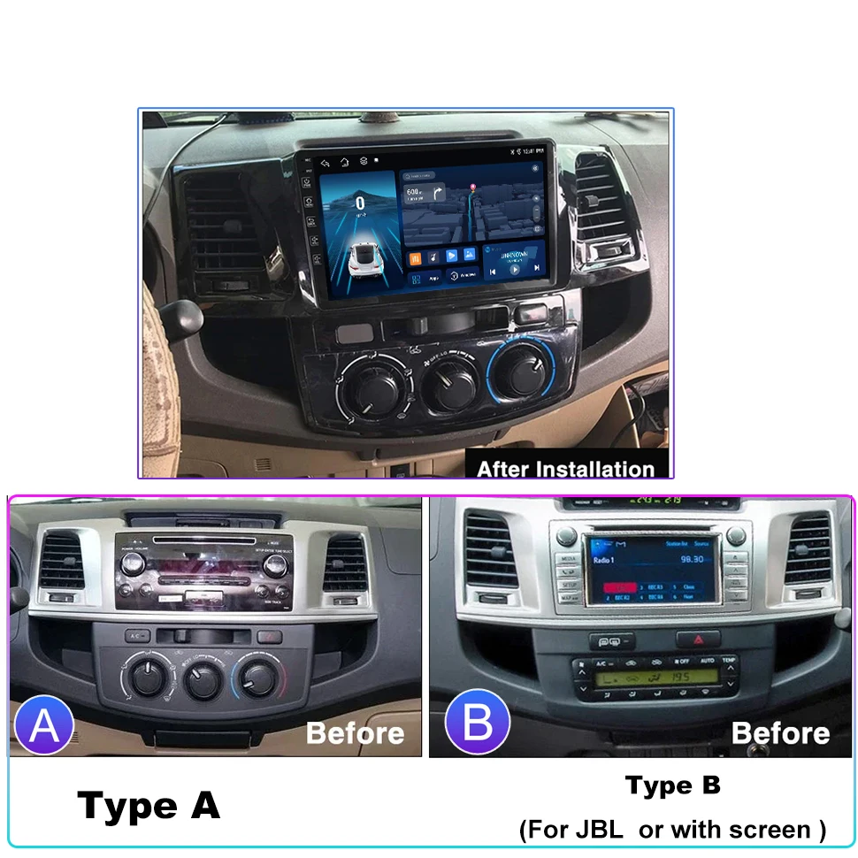 Auto Smart Systems Car Radio Multimedia Player for Toyota Fortuner 1 AN50 AN60 Hilux Revo Vigo 2005-2015 Autoradio GPS Navi 4G