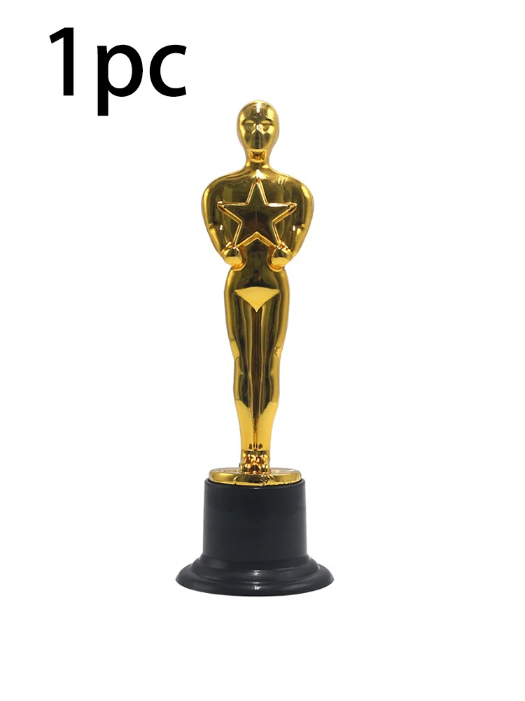 1/3/6/12 stuks Gouden Standbeeld Trofee Creatieve Plastic Oscar Trofee Galvaniseren Kleine Trofee Studentenprijzen