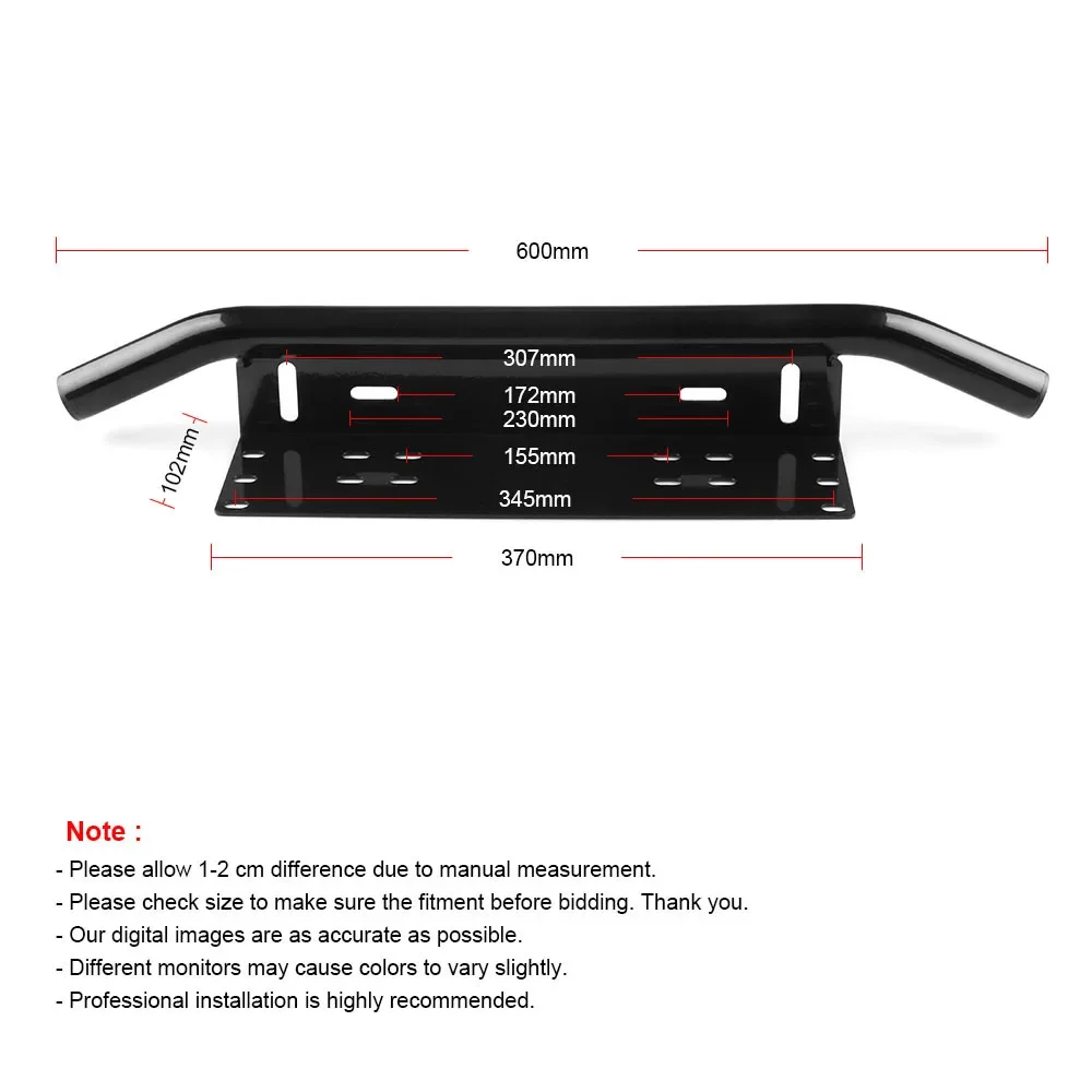 23inch Auto Bull Bar Front Bumper License Plate Mount Bracket Frame Led Light Bar Work Fog Lamp Holder SUV Off Road Aluminium