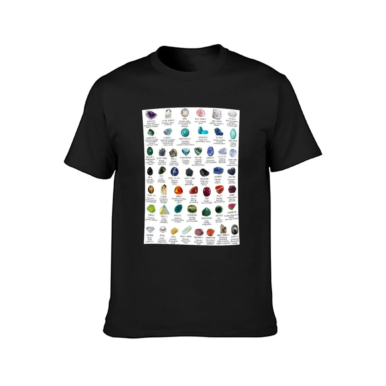 crystals gemstones identification T-Shirt plus sizes aesthetic clothes plain black t shirts men