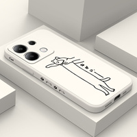 Long Horned Cat Phone Case For Xiaomi Redmi Note 14 13 12 12S 11 11S 10 10S 9 9S Pro Plus 4G 5G Liquid Silicone Cover
