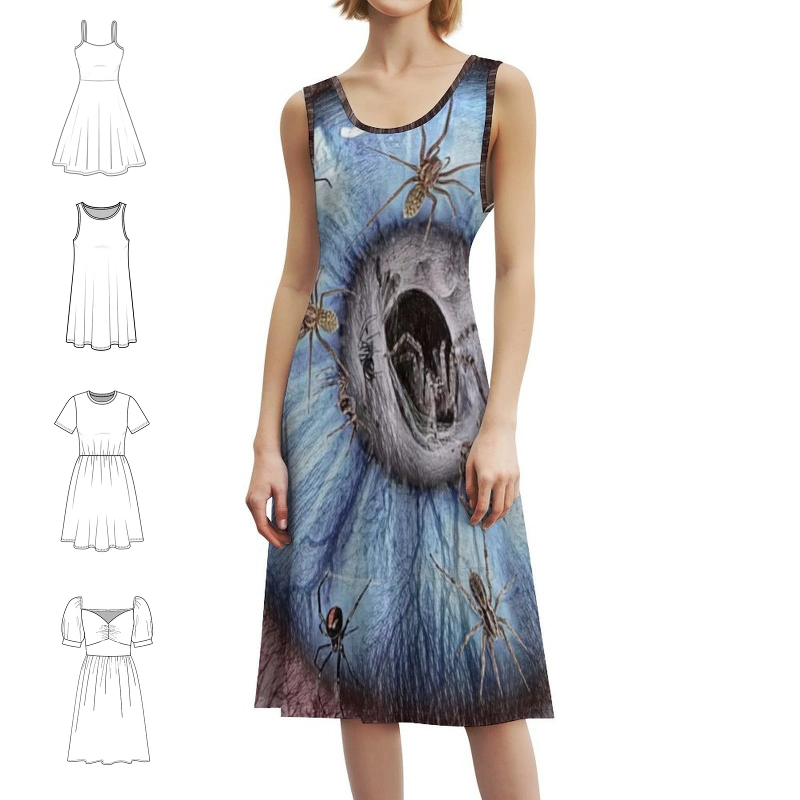 

Мини-платье в консервативном стиле «Паук-гнездо» для женщин, свободное повседневное дневное платье трапециевидной формы, ивовый шкаф, женский гардероб