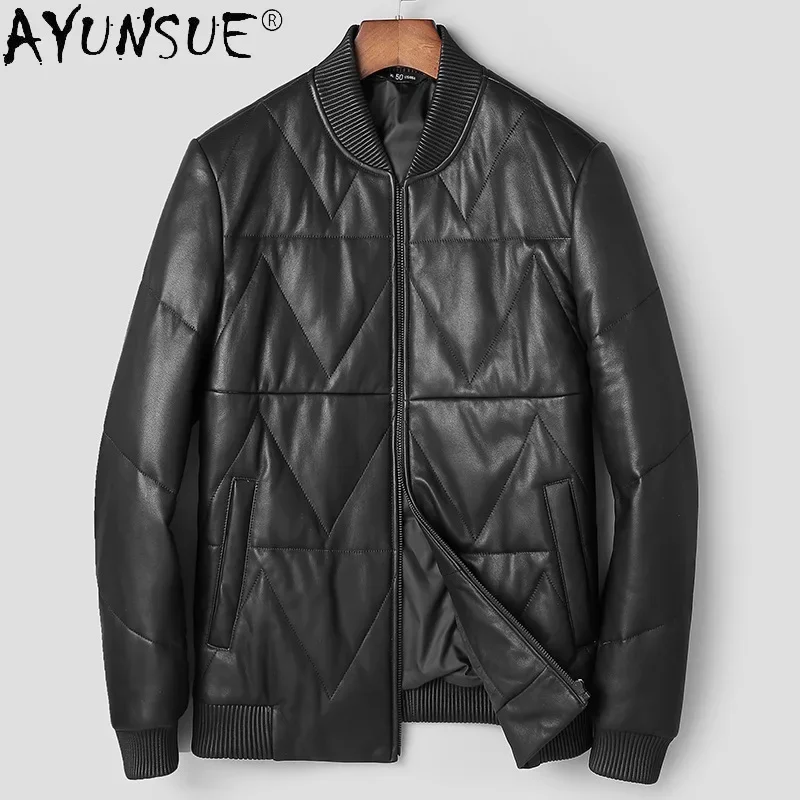 

AYUNSUE Autumn Leather Jacket Men White Duck Down Real Sheepskin Coat Casaul Men's Coats Clothing Chaquetas Hombre 2021 WPY4130