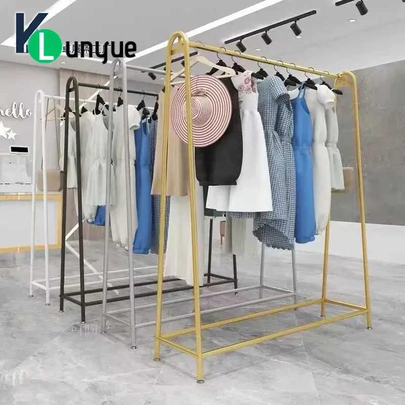 Floor to Ceiling Clothing Display Rack Side Hanger for Wedding Dress Women Kids Garment Drying Shelf Live Broadcast Store