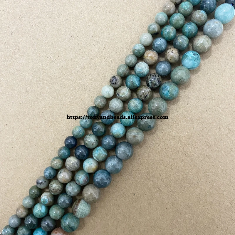 Semi-precious Stones A Quality China Yunnan Chrysocolla Turquoise Stone Round Loose Beads 6 8 10 MM Pick Size For Jewelry Making