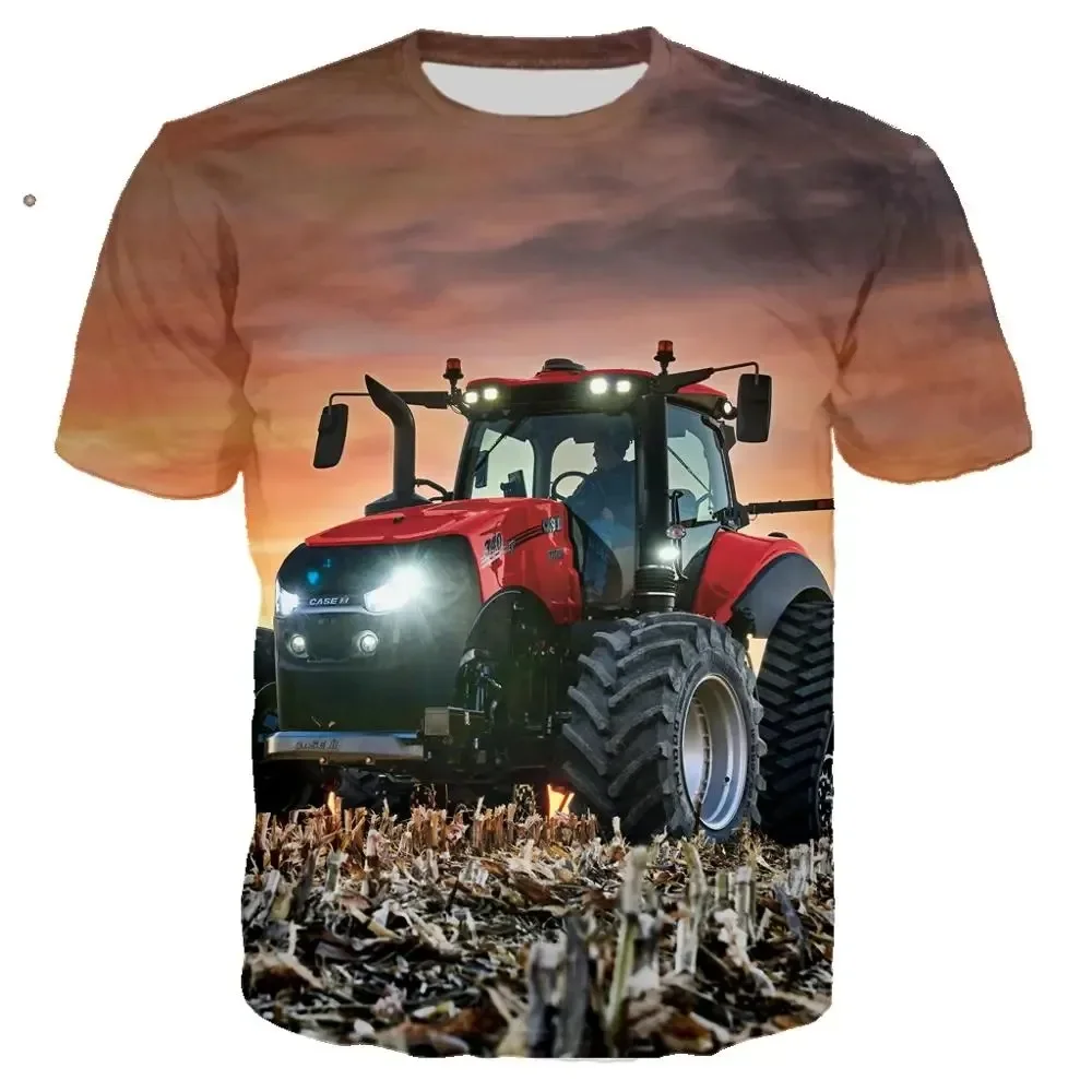 

New Summer Truck Tractor 3D Printing Men's T-shirt Loose Round Neck Unisex Hip-hop Fashion Sunshine Handsome High-quality Top