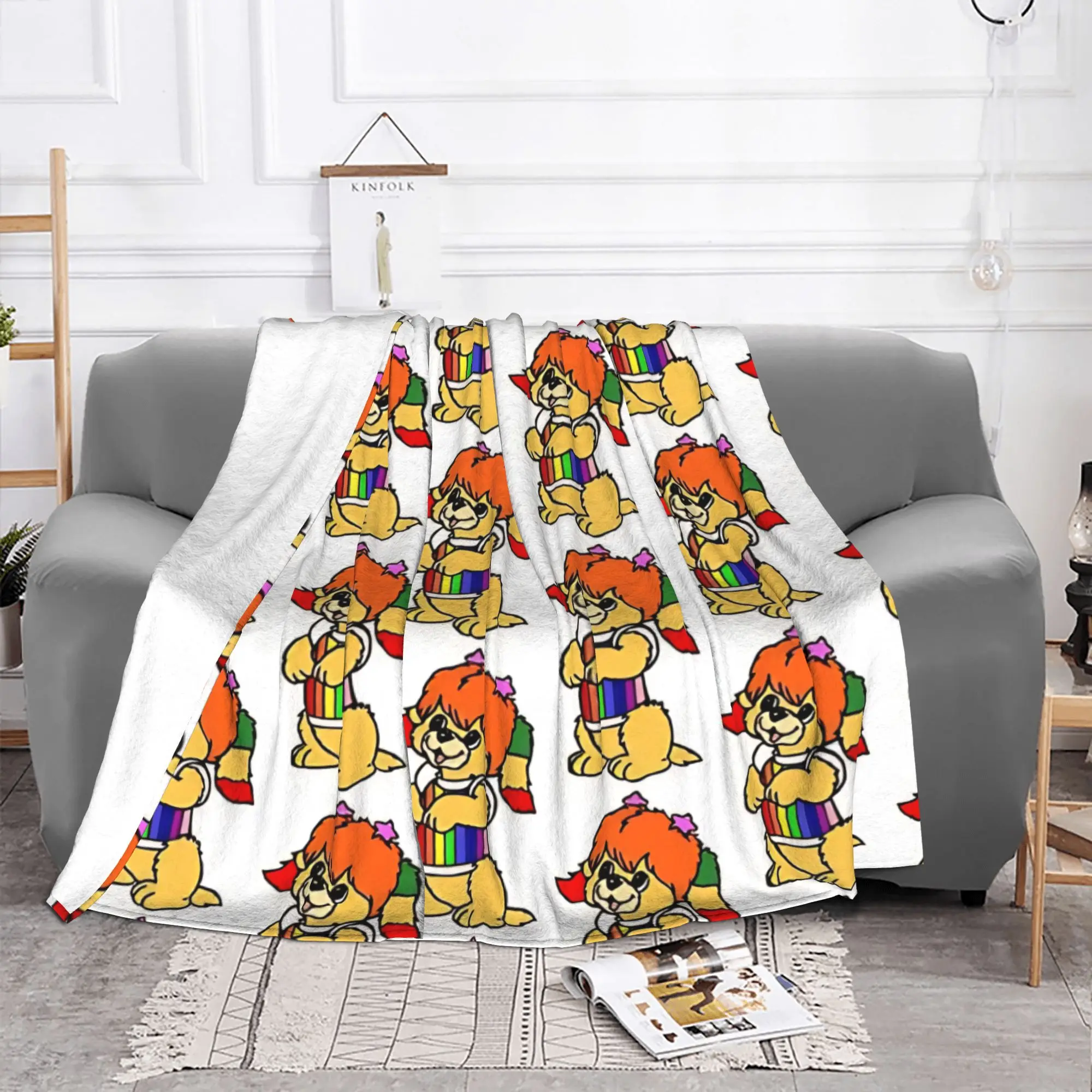 1PC retro 80s cartoon R-Rainbow Brite Home Room Decorations Winter Blankets For Adults Bedding Home Interior Sofa Knee