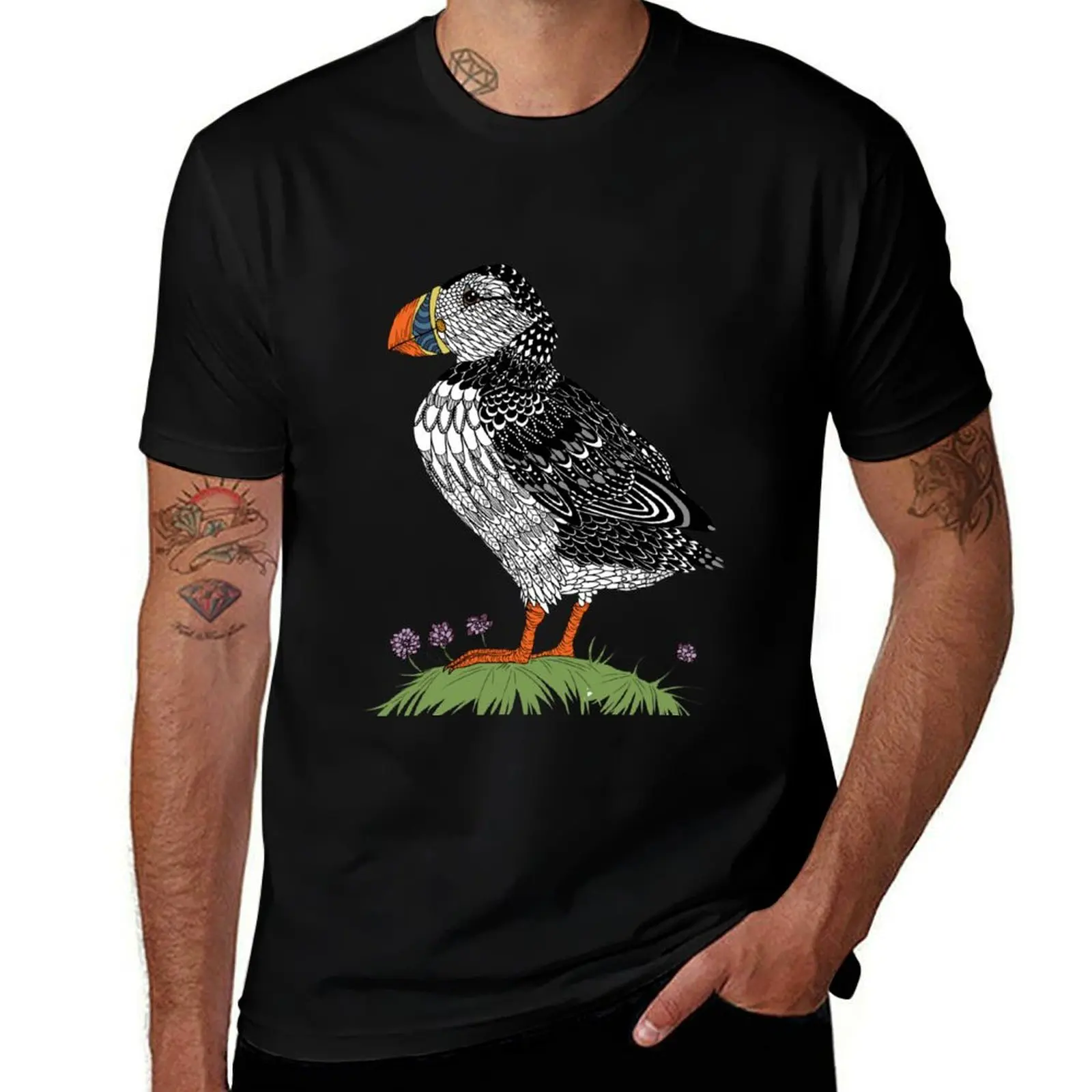 Puffin in colour T-Shirt Daily Work Short Sleeve Top T-Shirt